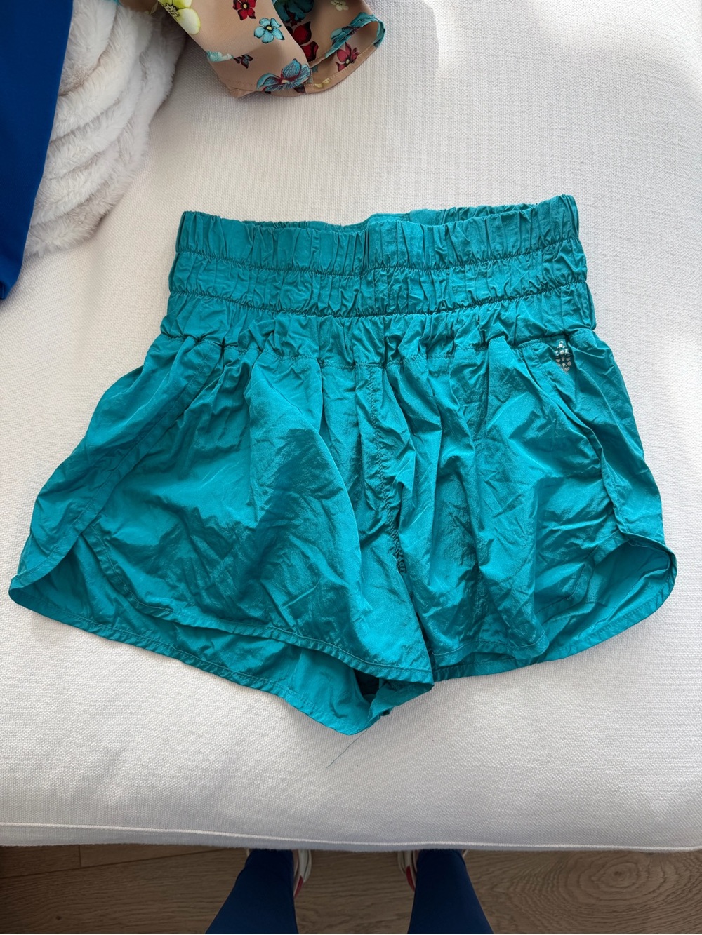 Free People Movement Teal Elastic Waist Shorts